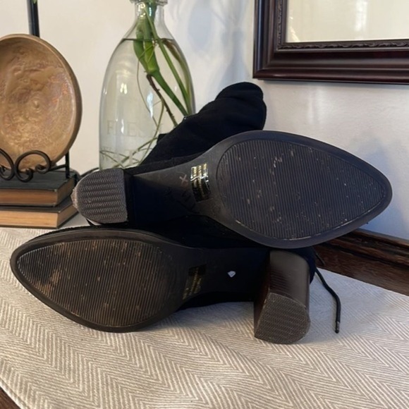 Qupid Black Faux Suede Lace Up Back Stretchy Over The Knee Boots-Size 9 - Picture 6 of 9